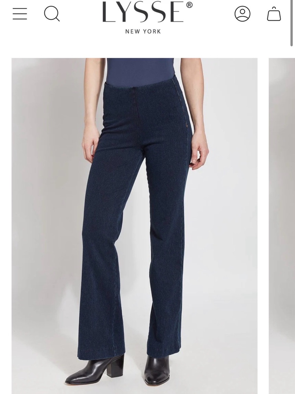 Lysse Indigo Denim Trouser Jean with Elastic Waistband 28” Inseam - Size S